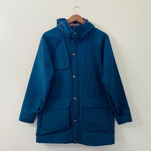 Lands' End Jackets & Blazers - Lands End Womens Vintage Nylon Parka Coat Sz S Nylon Softshell Windbreaker Blue
